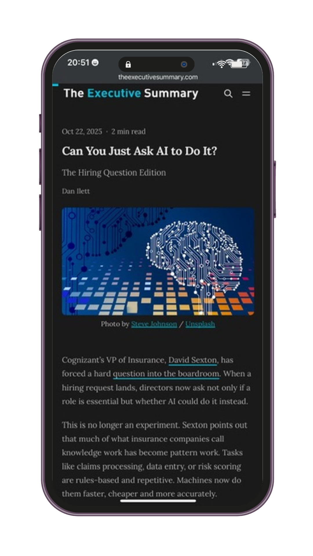 The Executive Summary on mobile
